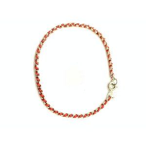 Sterling Silver Red Wrapped Kabbalah Bracelet 6.25"
